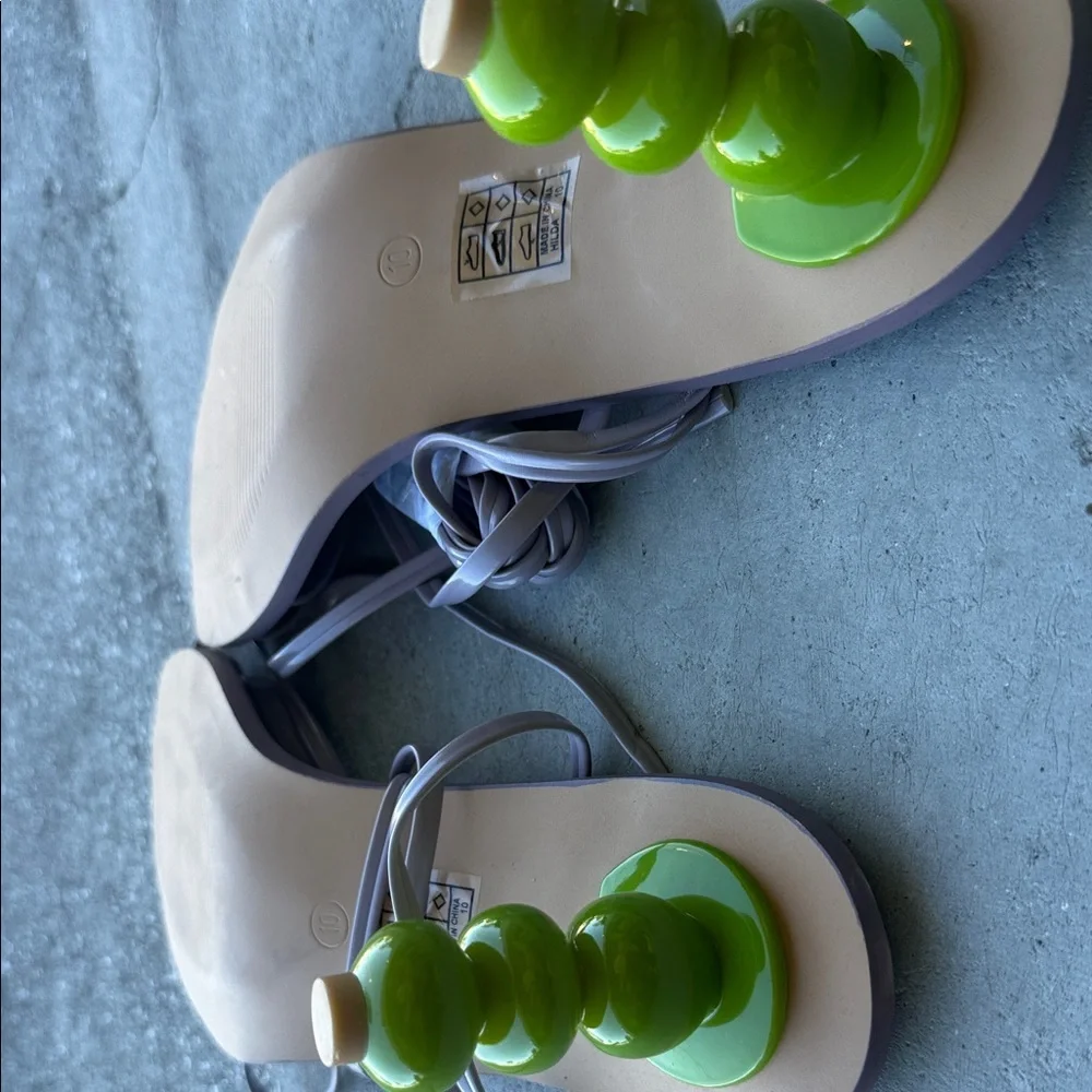 Lace-Up Flat Sandals in Lavender - Picture 9 of 9
